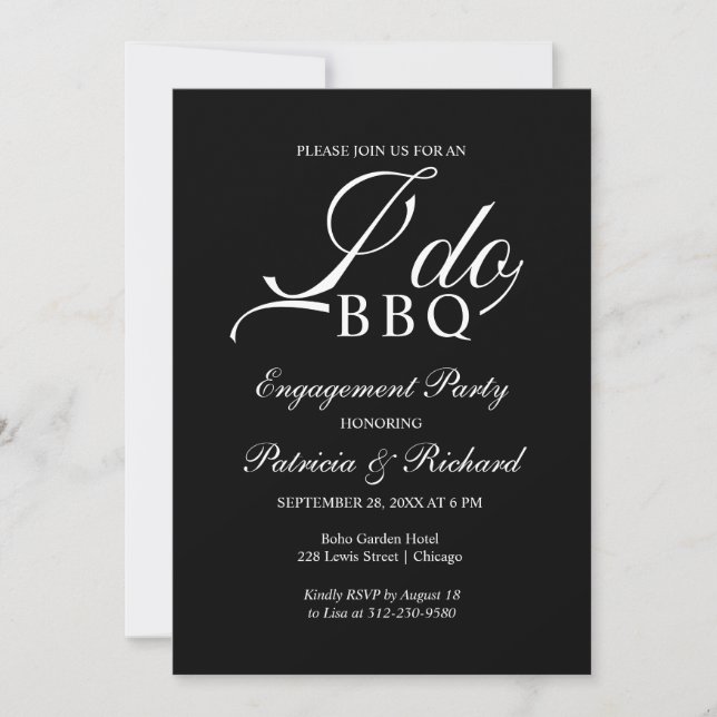 Invitación de fiesta de compromiso 'I DO BBQ' (Anverso)