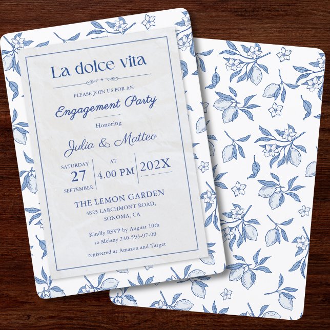 Invitación de fiesta de compromiso La Dolce Vita | (Subido por el creador)