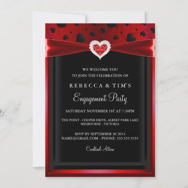Invitación de fiesta de compromiso llena de amor (Anverso)