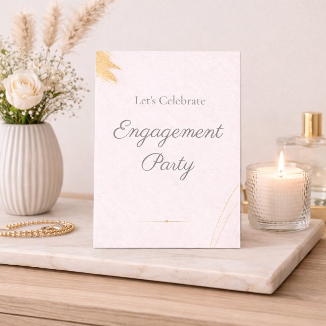 Invitación de fiesta de compromiso Modern Blush (Modern blush tones with gold detail for a refined engagement party celebration)