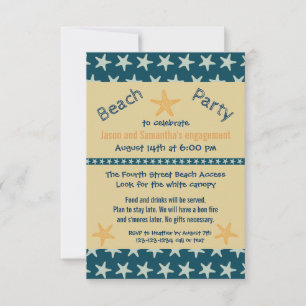 Invitación de fiesta de compromiso Navy Starfish B