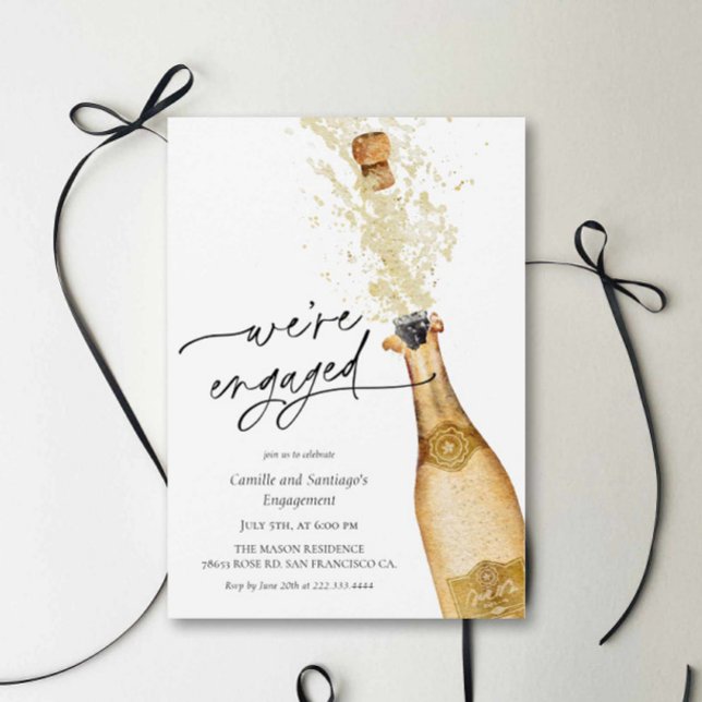 Invitación de Fiesta de Compromiso para Parejas Co (We're Engaged - Engagement Party Invitation)