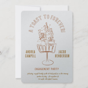 Invitación de fiesta de compromiso Retro Chic
