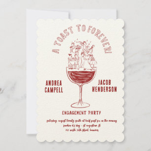 Invitación de fiesta de compromiso Retro Chic
