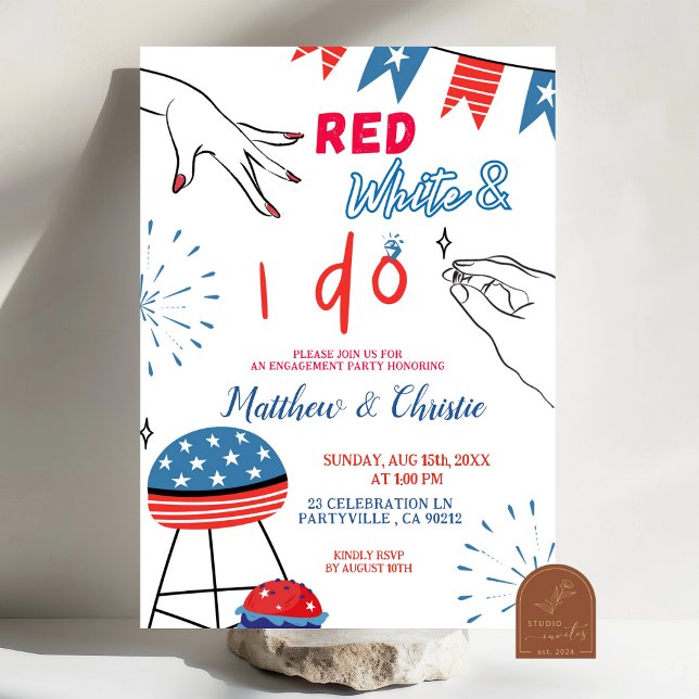 Invitación de fiesta de compromiso Rojo Blanco y M (Subido por el creador)