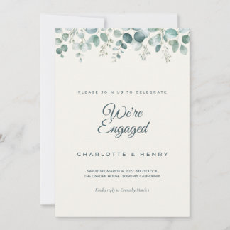 Invitación de fiesta de compromiso Sage Eucalyptus