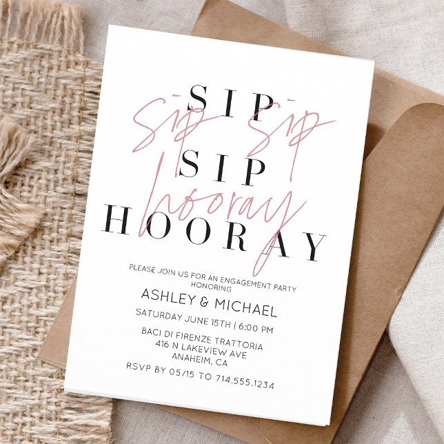 Invitación de fiesta de compromiso Sip Sip Hooray (Subido por el creador)