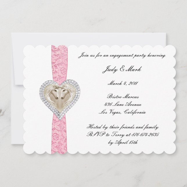 Invitación de fiesta de compromiso Unicornio Rosa  (Anverso)