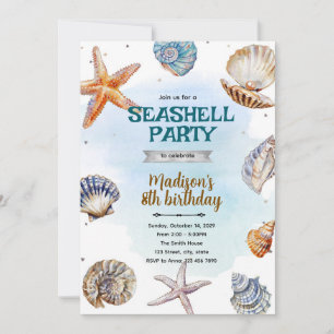 Invitación de fiesta de conchas de playa