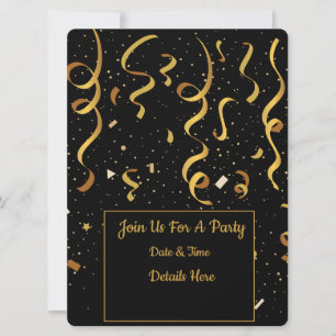 Invitación de fiesta de confeti dorado