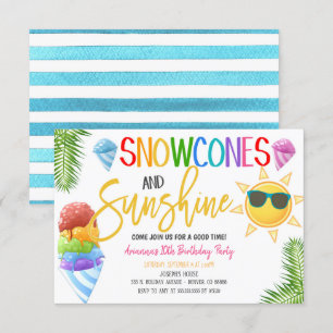 Invitación de fiesta de conos de nieve y sol