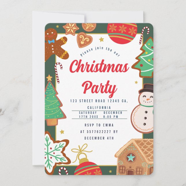 Invitación de fiesta de cookies de navidades (Anverso)