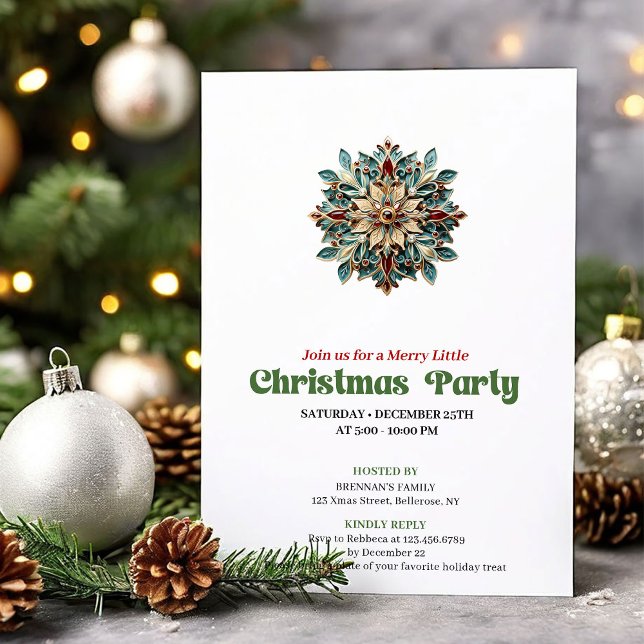 Invitación de fiesta de copo de nieve de Navidad v (Lovely Victorian Christmas angel party invite

)