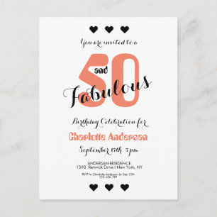 Invitación de fiesta de coral cincuenta y fabuloso