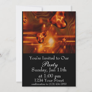 Invitación de fiesta de corazón de llama