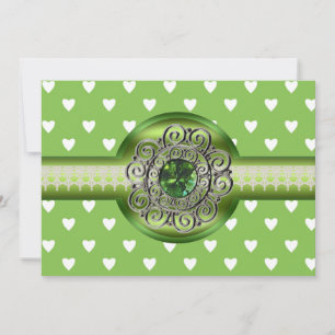 Invitación de fiesta de corazones de esmeralda