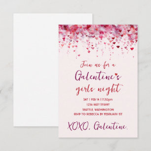 Invitación de fiesta de corazones rosados personal