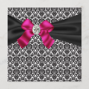 Invitación de Fiesta de Corbata Negra Rosa Damasco