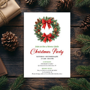 Invitación de fiesta de corona de Navidad clásica