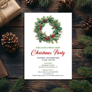 Invitación de fiesta de corona de Navidad en acuar
