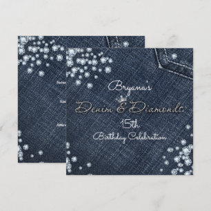Invitación de fiesta de corona de tiara Glam Denim