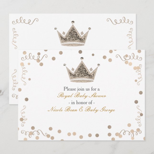 Invitación de fiesta de corona real de oro ligero  (Anverso / Reverso)