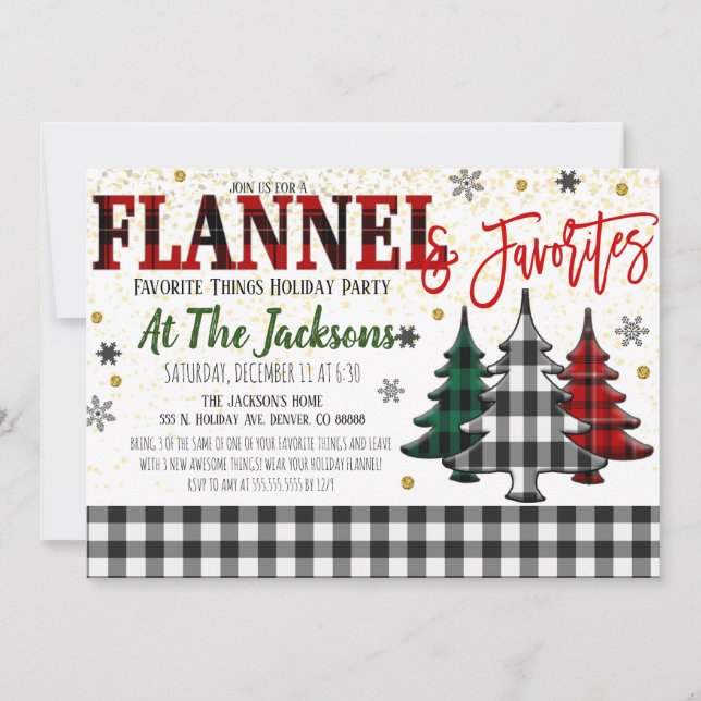 Invitación de fiesta de cosas favoritas (Anverso)