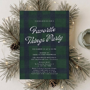 Invitación de fiesta de cosas favoritas de Plaid G