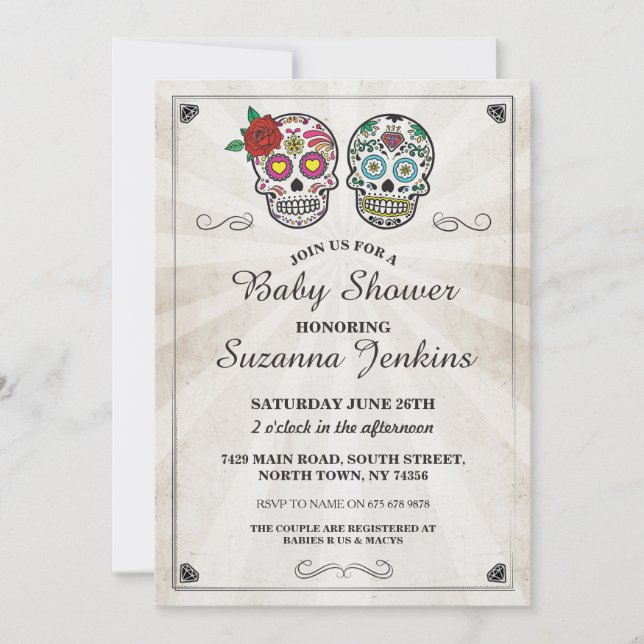 Invitación de Fiesta de cráneo azucarero Fiesta de (Anverso)
