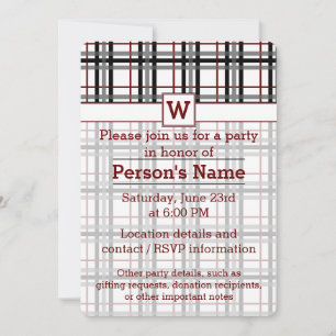Invitación de fiesta de cuadros negros, blancos y