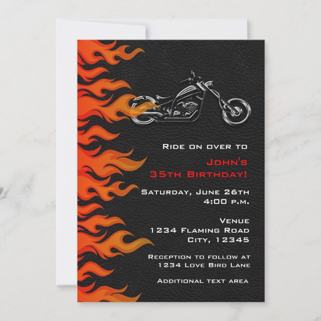 Invitación de fiesta de cuero para motocicletas de (Anverso)