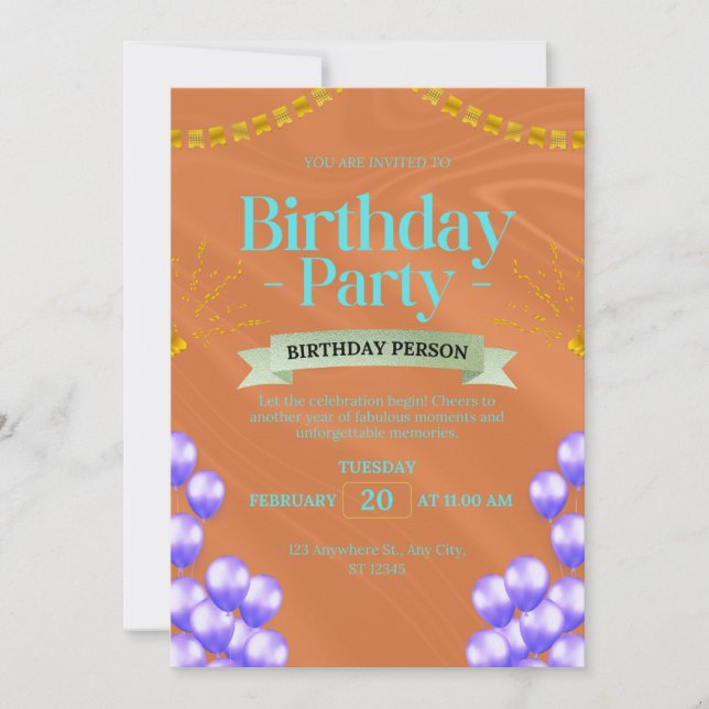 invitación de fiesta de cumpleaños (Anverso)