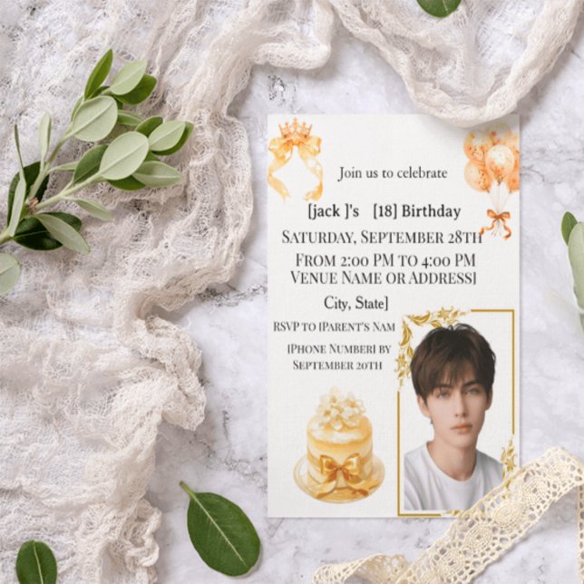 Invitación de fiesta de cumpleaños 18 moderno para (Subido por el creador)