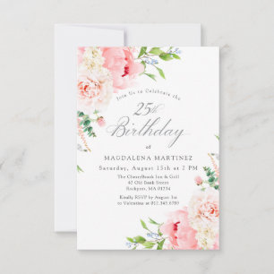 Invitación de fiesta de cumpleaños 25 femenino ros