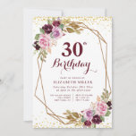 invitación de fiesta de cumpleaños 30 púrpura flor<br><div class="desc">Un bonito diseño de temática floral con una hermosa flor de acuarela de otoño morada. El texto y los colores se pueden personalizar.</div>