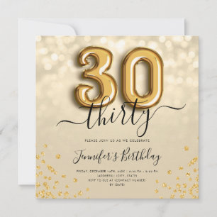 Invitación de Fiesta de cumpleaños 30 Purpurina de