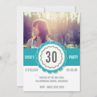 Invitación de Fiesta de cumpleaños 30 verde azulad