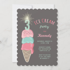 Invitación de Fiesta de cumpleaños 3 Chica de Crem