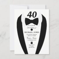 Invitación de Fiesta de cumpleaños 40 hombres blan
