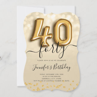 Invitación de Fiesta de cumpleaños 40 Purpurina de