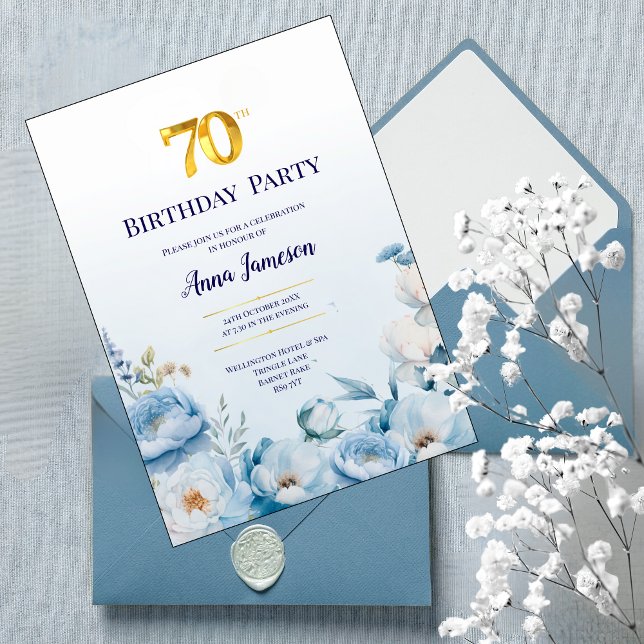 Invitación de fiesta de cumpleaños 70 de Peonies (Subido por el creador)