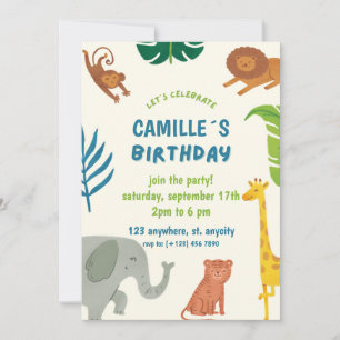 Invitación de fiesta de cumpleaños a los animales