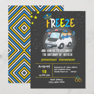 Invitación de fiesta de cumpleaños a oficial de po
