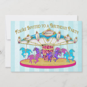 INVITACIÓN de fiesta de cumpleaños - Carrusel - Ni
