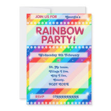 Invitación de fiesta de cumpleaños con arcoiris pe