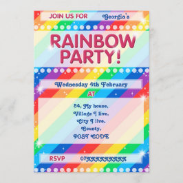 Invitación de fiesta de cumpleaños con arcoiris pe