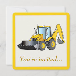 Invitación de fiesta de cumpleaños con Backhoe