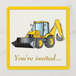 Invitación de fiesta de cumpleaños con Backhoe