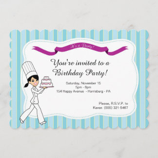 Invitación de fiesta de cumpleaños con pastel
