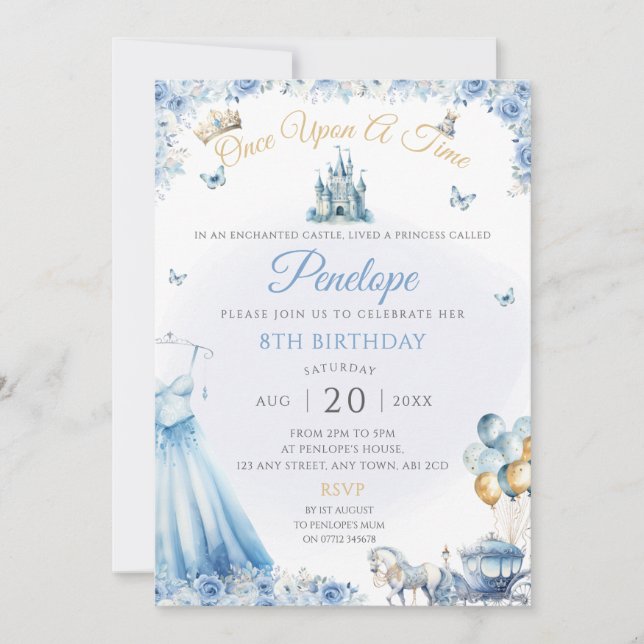 Invitación de fiesta de cumpleaños con vestido de  (Anverso)